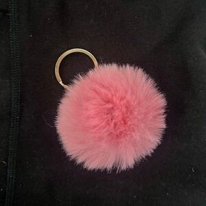 Pink Faux Fur Pom Pom Keychain